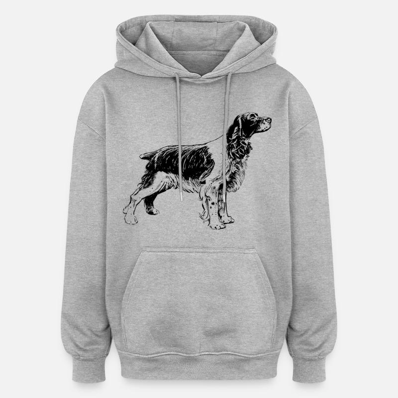 Welsh springer spaniel - Sweat à capuche oversize unisexe - gris chiné