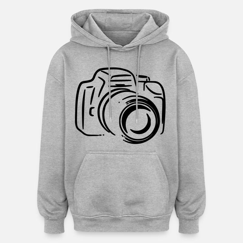 Reflex photo - Sweat à capuche oversize unisexe - gris chiné