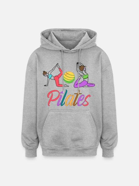 PILATES - Sweat à capuche oversize unisexe - gris chiné