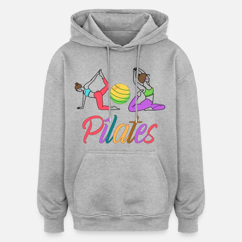 PILATES - Sweat à capuche oversize unisexe - gris chiné