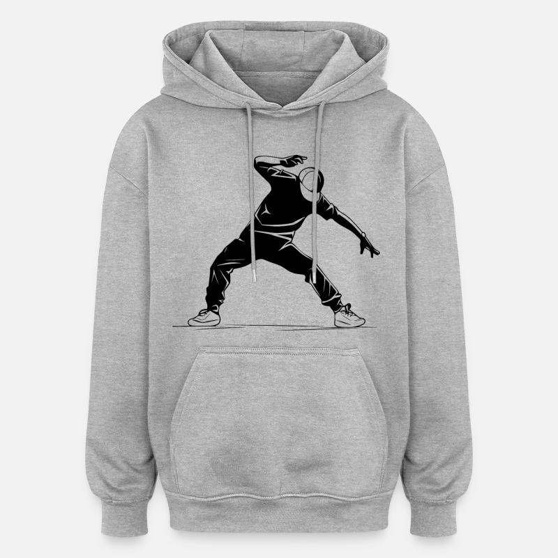 B-Boy - Sweat à capuche oversize unisexe - gris chiné