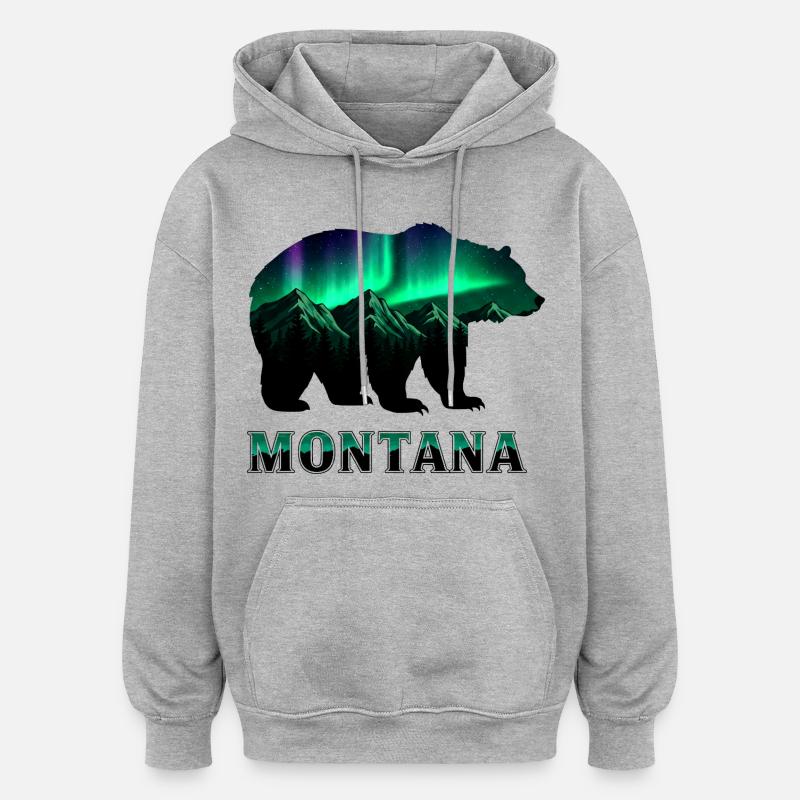 Montana Ours Aurore Boréale - Sweat à capuche oversize unisexe - gris chiné