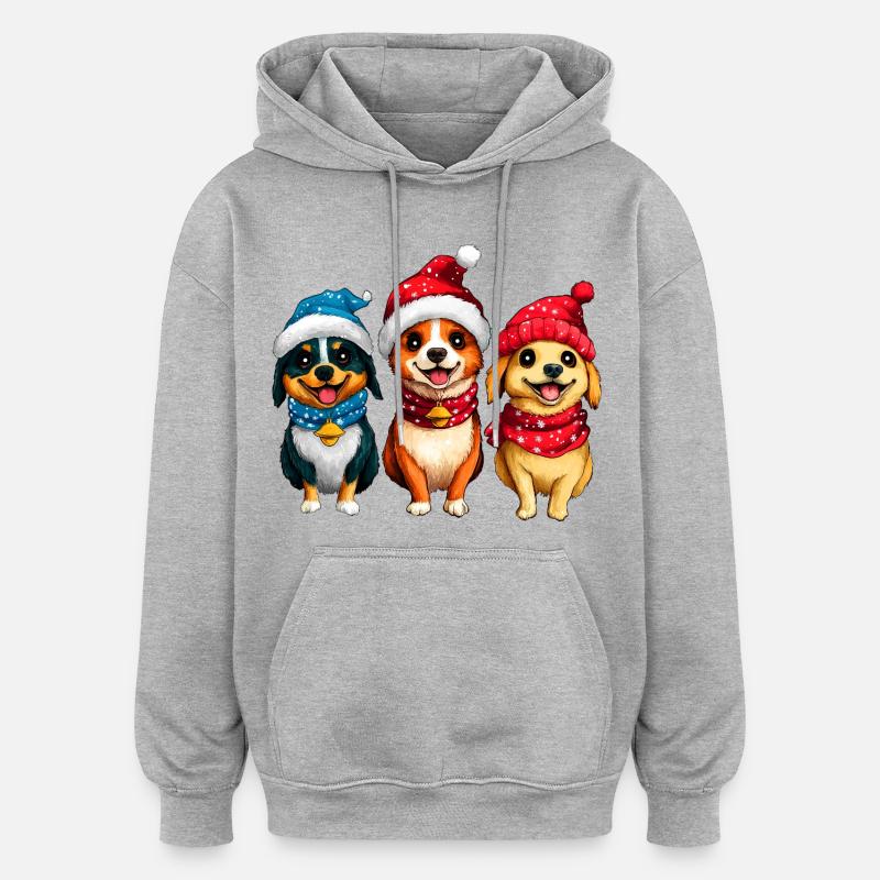 Weihnachtsmann Hund - Oversized Unisex Hoodie - Grau meliert