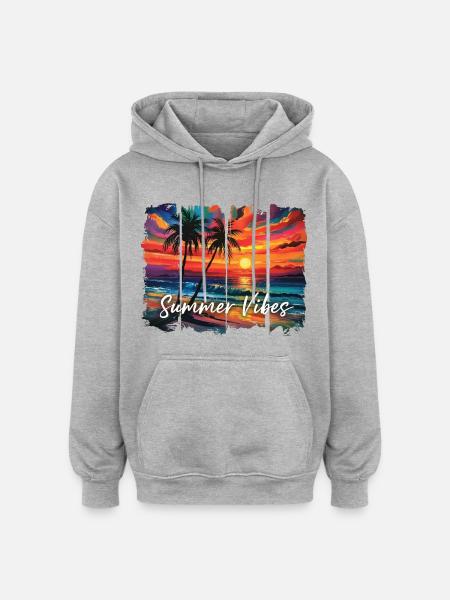 Summer Vibes Fun Quote Graphic - Oversized Unisex Hoodie - heather grey