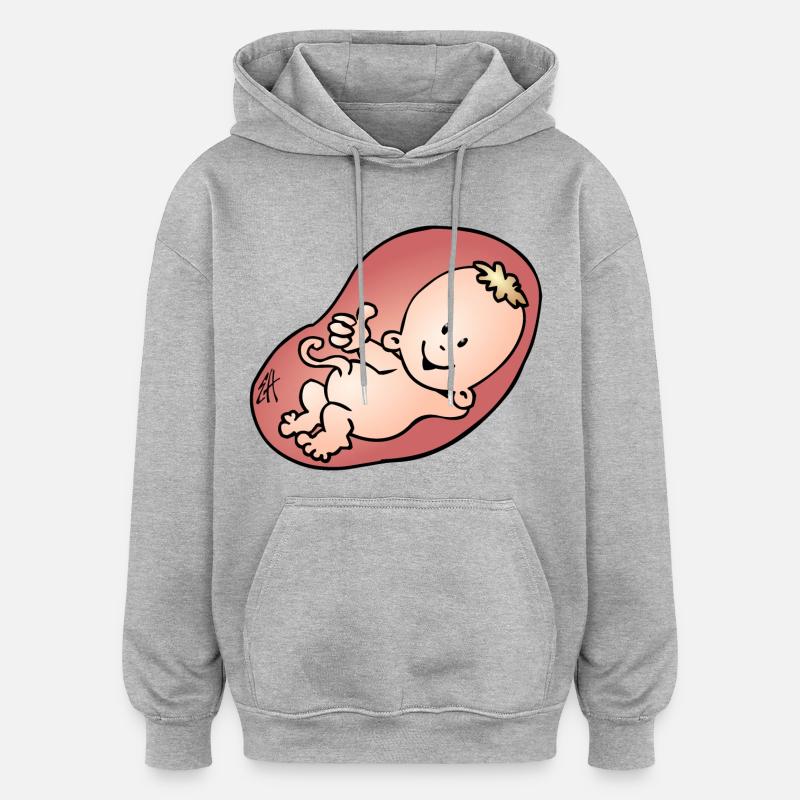Enceinte - grossesse - Sweat à capuche oversize unisexe - gris chiné