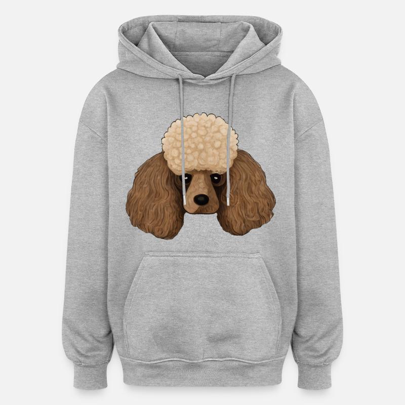 Tête de caniche - Sweat à capuche oversize unisexe - gris chiné