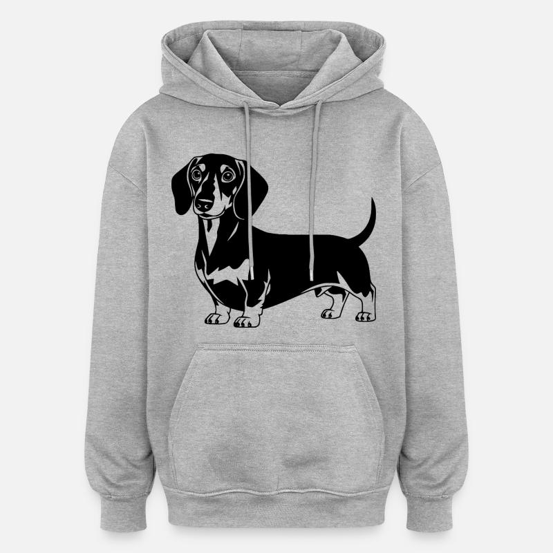 Teckel - Sweat à capuche oversize unisexe - gris chiné