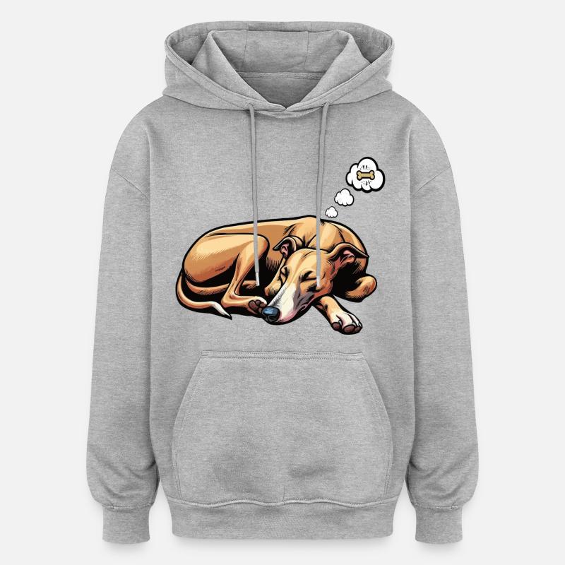 Whippet Greyhound Whippets Propriétaire de lévrier - Sweat à capuche oversize unisexe - gris chiné