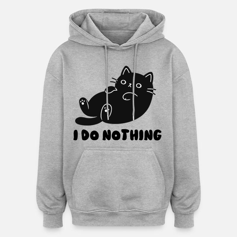 Silhouette de chat câlin - Sweat à capuche oversize unisexe - gris chiné