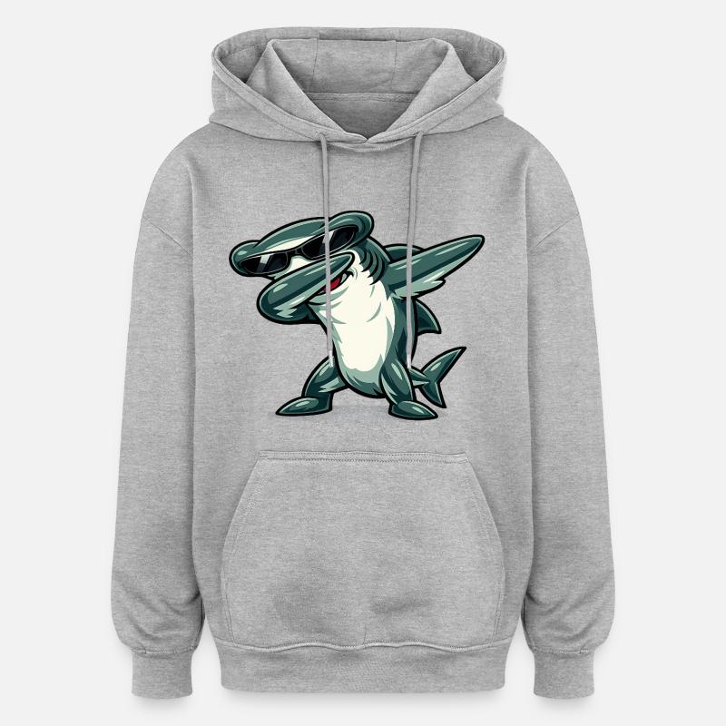 Dabbing Hammerhai - Oversized Unisex Hoodie - Grau meliert
