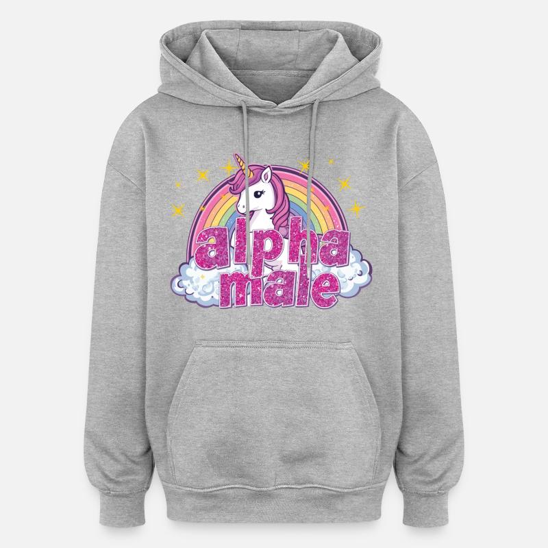 alphaMaleUnicorn - Sweat à capuche oversize unisexe - gris chiné