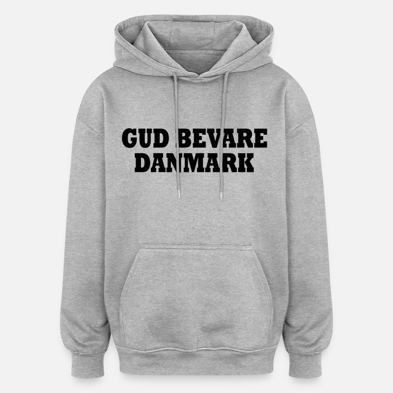 Gud bevare danmark - Sweat à capuche oversize unisexe - gris chiné