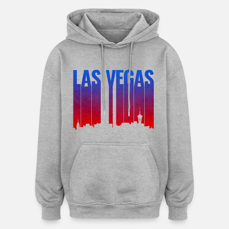 Las Vegas Gradient Skyline Silhouette - Sweat à capuche oversize unisexe - gris chiné