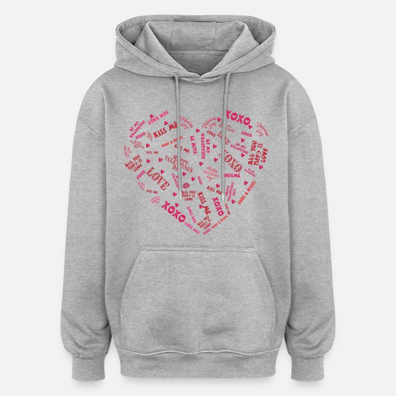 Herz voller liebe Botschaften - Oversized Unisex Hoodie - Grau meliert
