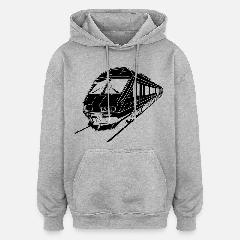 Graphismes de train - Sweat à capuche oversize unisexe - gris chiné