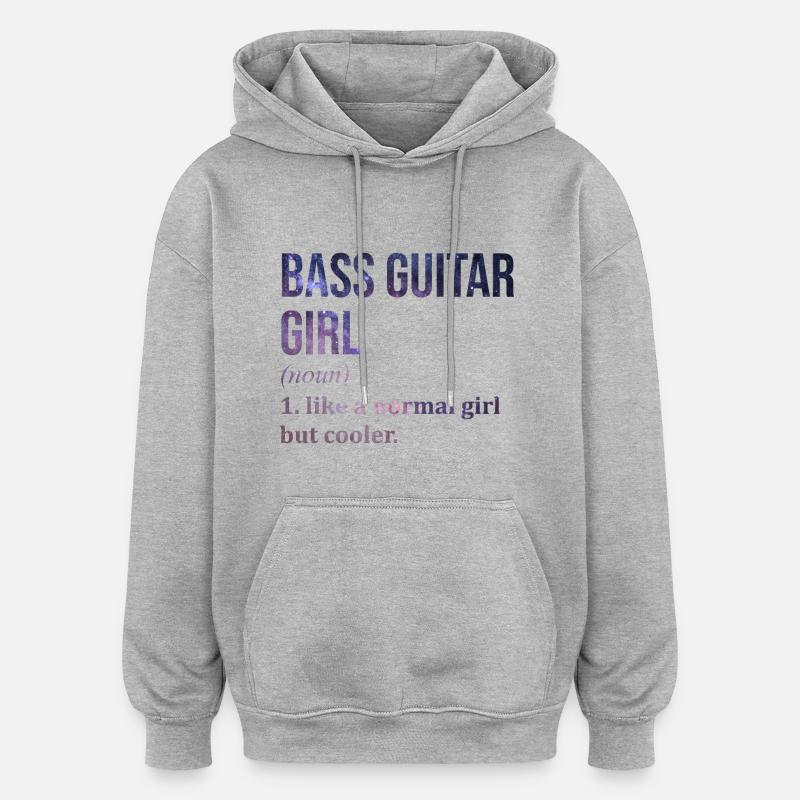 guitare basse - Sweat à capuche oversize unisexe - gris chiné