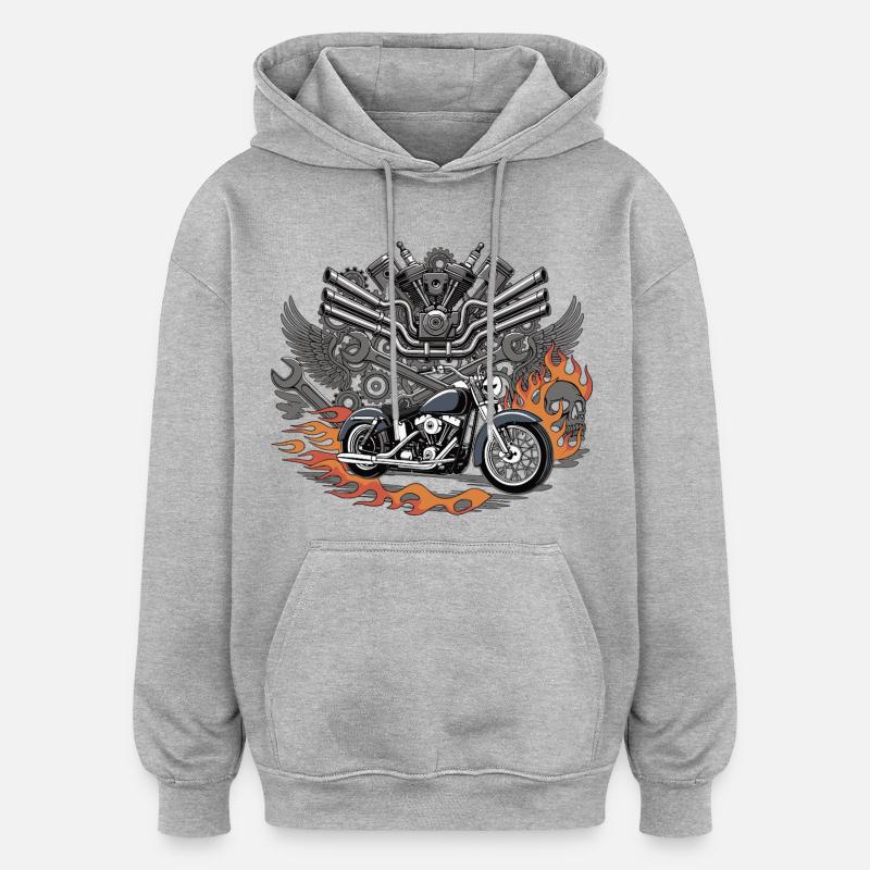Puissance du moteur du Flame Cruiser - Sweat à capuche oversize unisexe - gris chiné