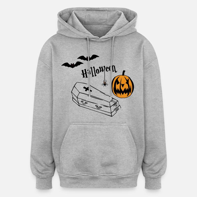 Silhouette de citrouille d’Halloween - Sweat à capuche oversize unisexe - gris chiné
