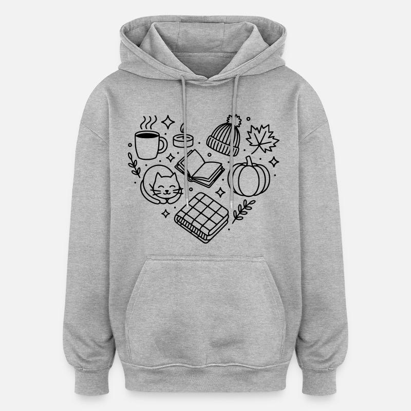 Cœur d’automne, confort automnal, automnal - Sweat à capuche oversize unisexe - gris chiné