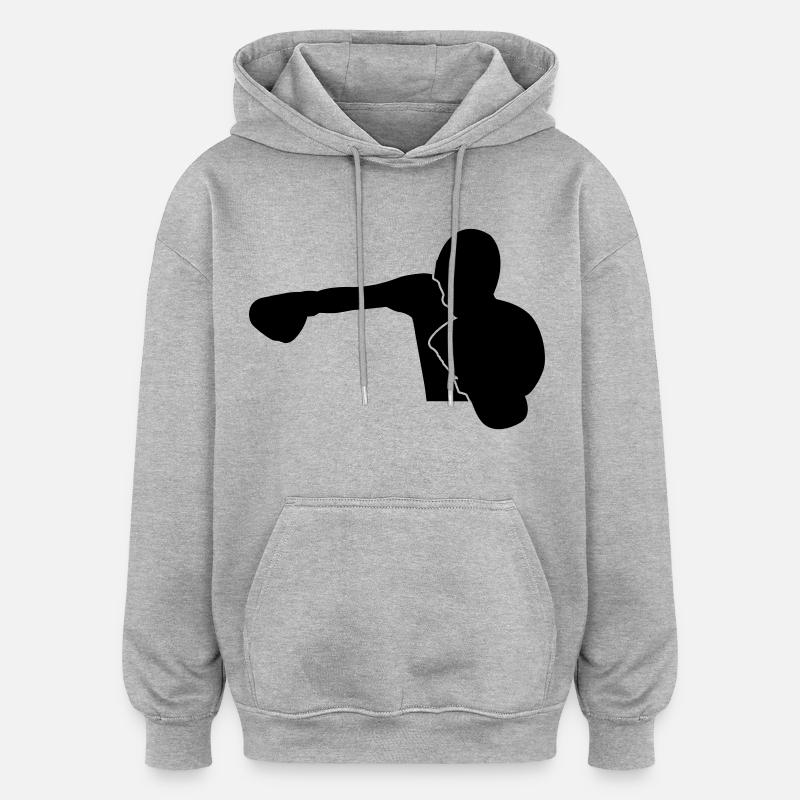 Boxer schlägt KnockOut Design - Oversized Unisex Hoodie - Grau meliert