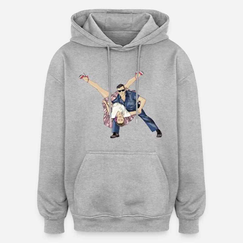 Rock and Roll - Sweat à capuche oversize unisexe - gris chiné