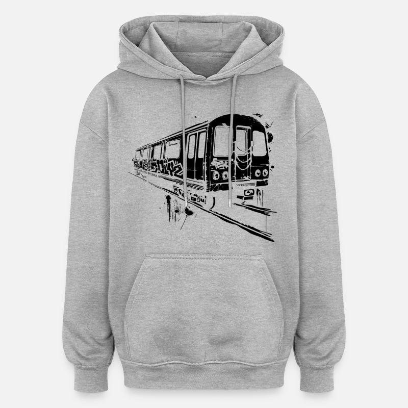 Graphique ferroviaire - Sweat à capuche oversize unisexe - gris chiné
