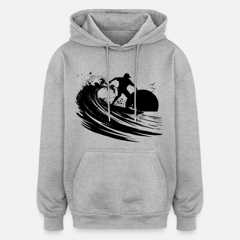 Surfeur - Sweat à capuche oversize unisexe - gris chiné