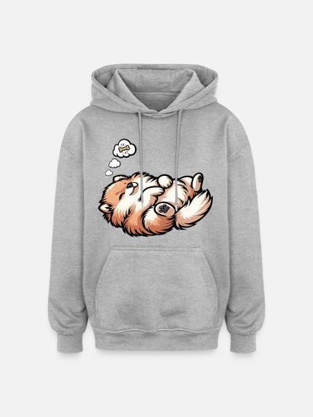 Zwergspitz Zwergspitze Spitzhund Zwergspitzhalter - Oversized Unisex Hoodie - Grau meliert