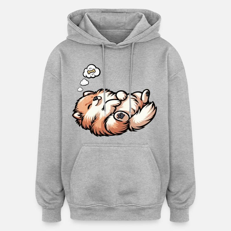 Zwergspitz Zwergspitze Spitzhund Zwergspitzhalter - Oversized Unisex Hoodie - Grau meliert