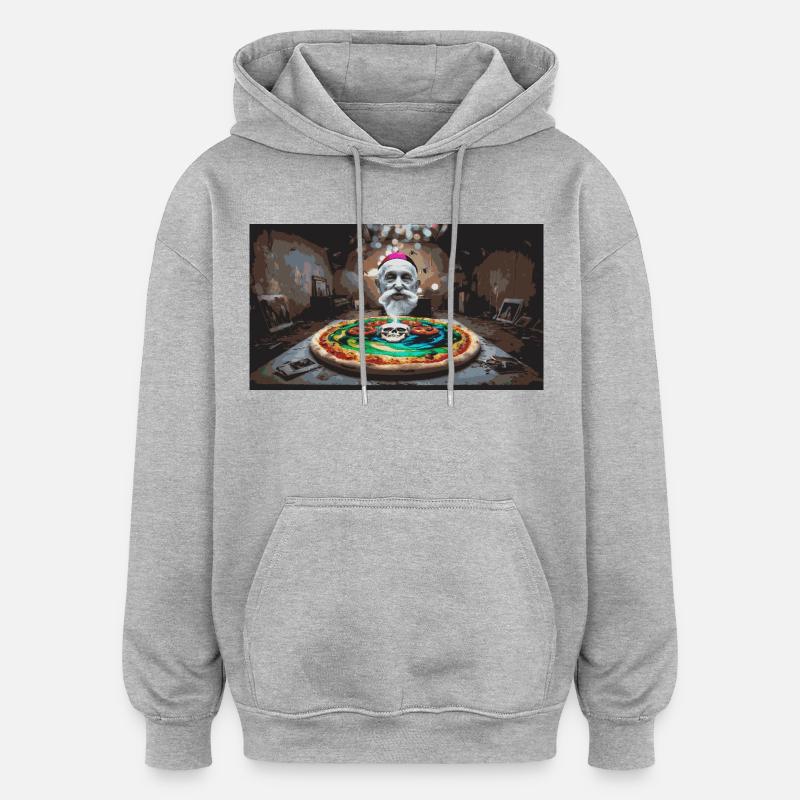 PizzaPope - Sweat à capuche oversize unisexe - gris chiné