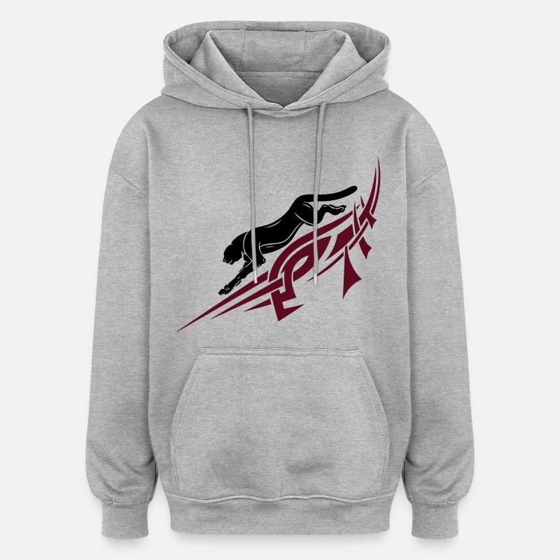 Panthère avec Tribal, Tattoo. - Sweat à capuche oversize unisexe - gris chiné
