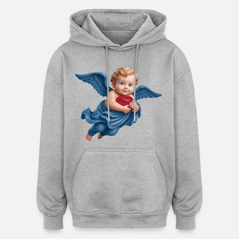 CHERUBINO CUPIDO #1 - pace e amore - Felpa con cappuccio unisex oversize - grigio melange