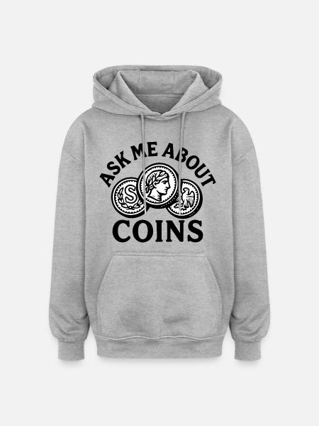 Frag mich nach Münzen-Schatzsuche-Abenteuern - Oversized Unisex Hoodie - Grau meliert