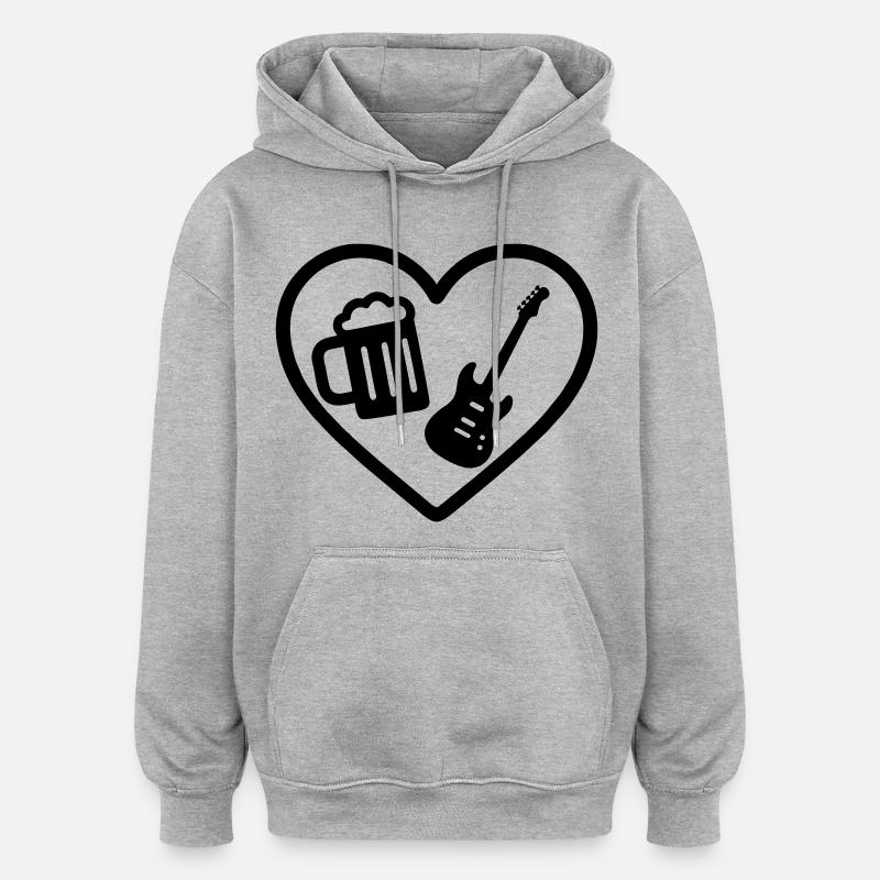 Bière Heart Rock - Sweat à capuche oversize unisexe - gris chiné