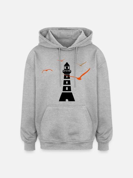 Phare | Navigation | Mer - Sweat à capuche oversize unisexe - gris chiné