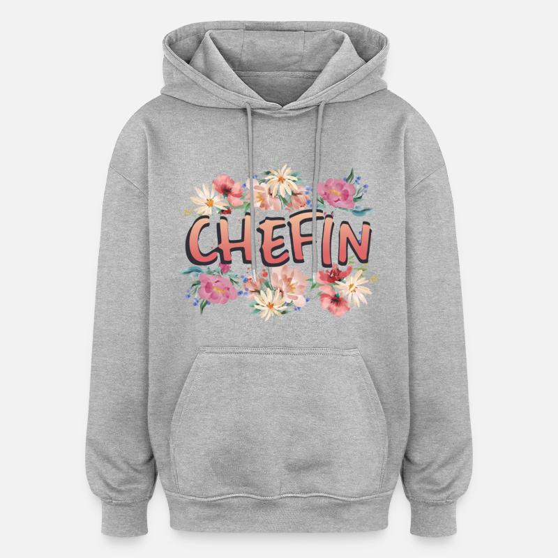 Chefin - Oversized Unisex Hoodie - Grau meliert
