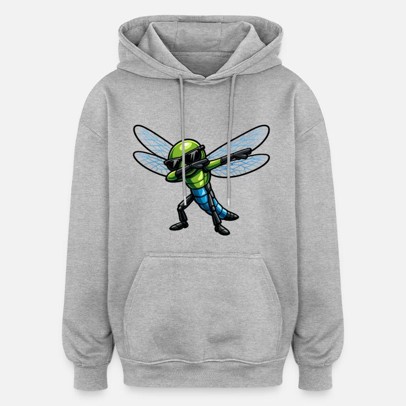 Dabbing Dragonfly - Oversized Unisex Hoodie - heather grey
