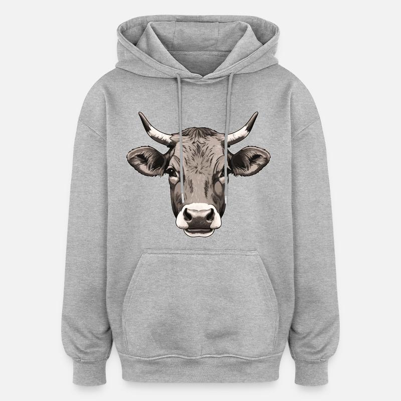 Vache - Sweat à capuche oversize unisexe - gris chiné