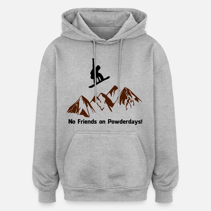 Amis de no sur Powderdays - Sweat à capuche oversize unisexe - gris chiné