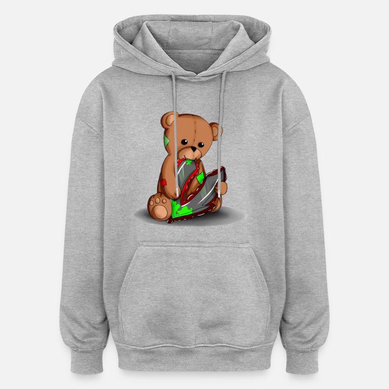 Teddy avec logo - Sweat à capuche oversize unisexe - gris chiné
