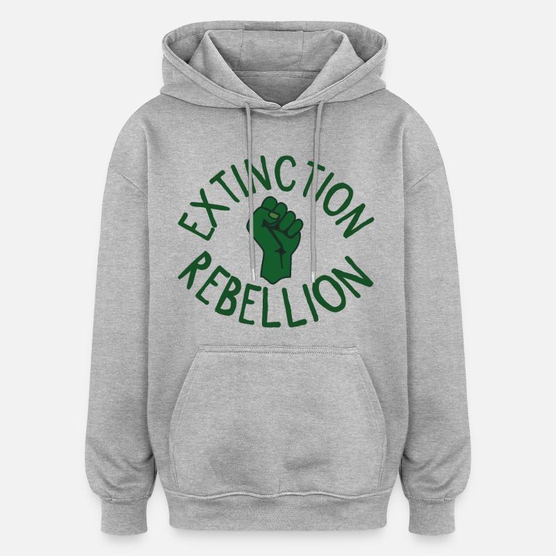 Extinction Rebellion Faust vert - Sweat à capuche oversize unisexe - gris chiné
