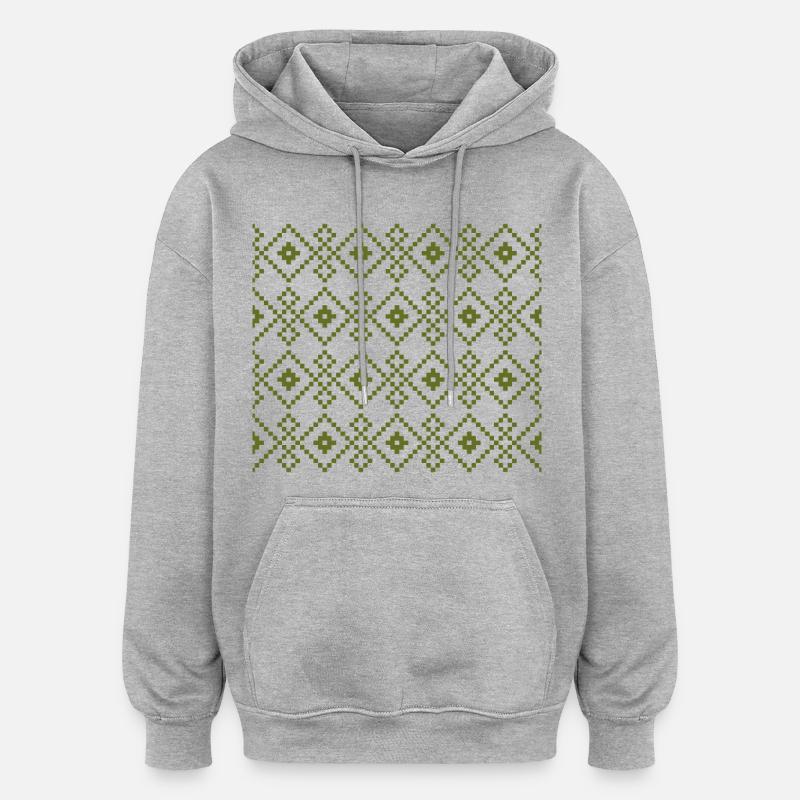 Weihnachtspullover (grün) - Oversized Unisex Hoodie - Grau meliert