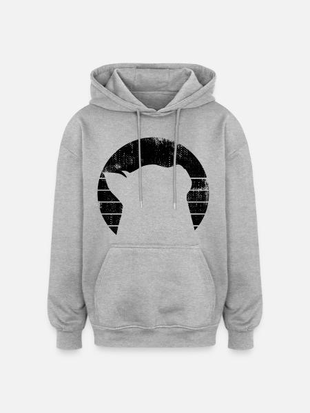 Chat - Sweat à capuche oversize unisexe - gris chiné