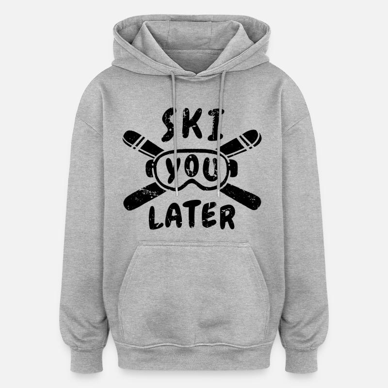 Lustiger Ski Spruch - Oversized Unisex Hoodie - Grau meliert
