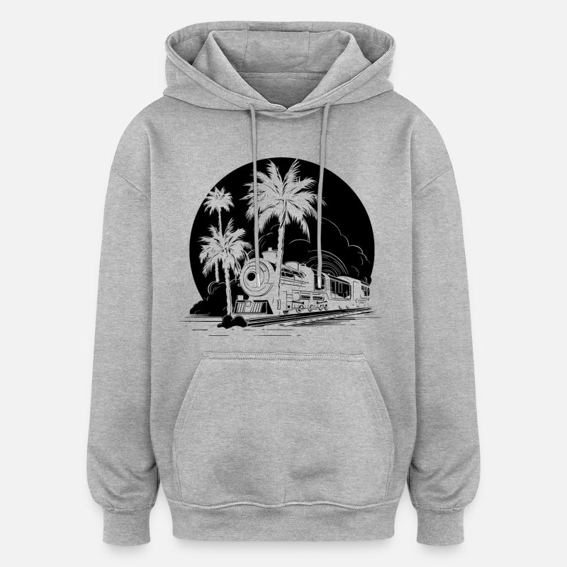 Chemin de fer - Sweat à capuche oversize unisexe - gris chiné