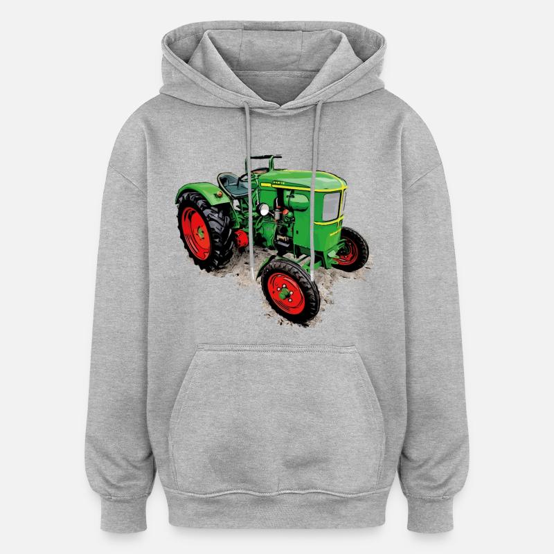 Legendärer Traktor Klassiker - Oversized Unisex Hoodie - Grau meliert