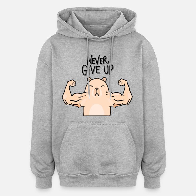 Capybara-Bodybuilder - Oversized Unisex Hoodie - Grau meliert