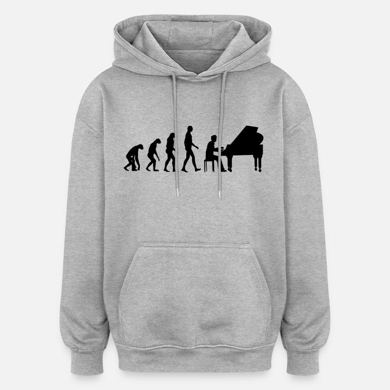 piano evolution - Sweat à capuche oversize unisexe - gris chiné