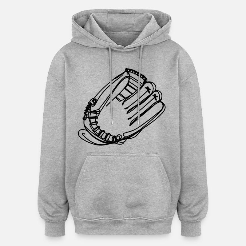 Dessin de gant de baseball - Sweat à capuche oversize unisexe - gris chiné