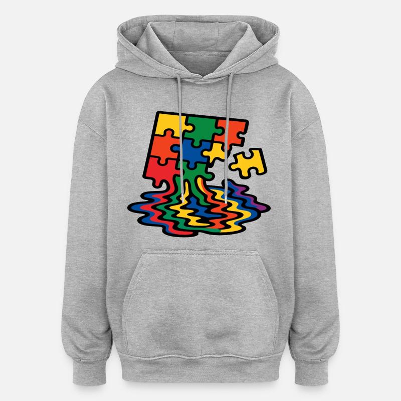 Rainbow Puzzle Arbre Splash - Sweat à capuche oversize unisexe - gris chiné